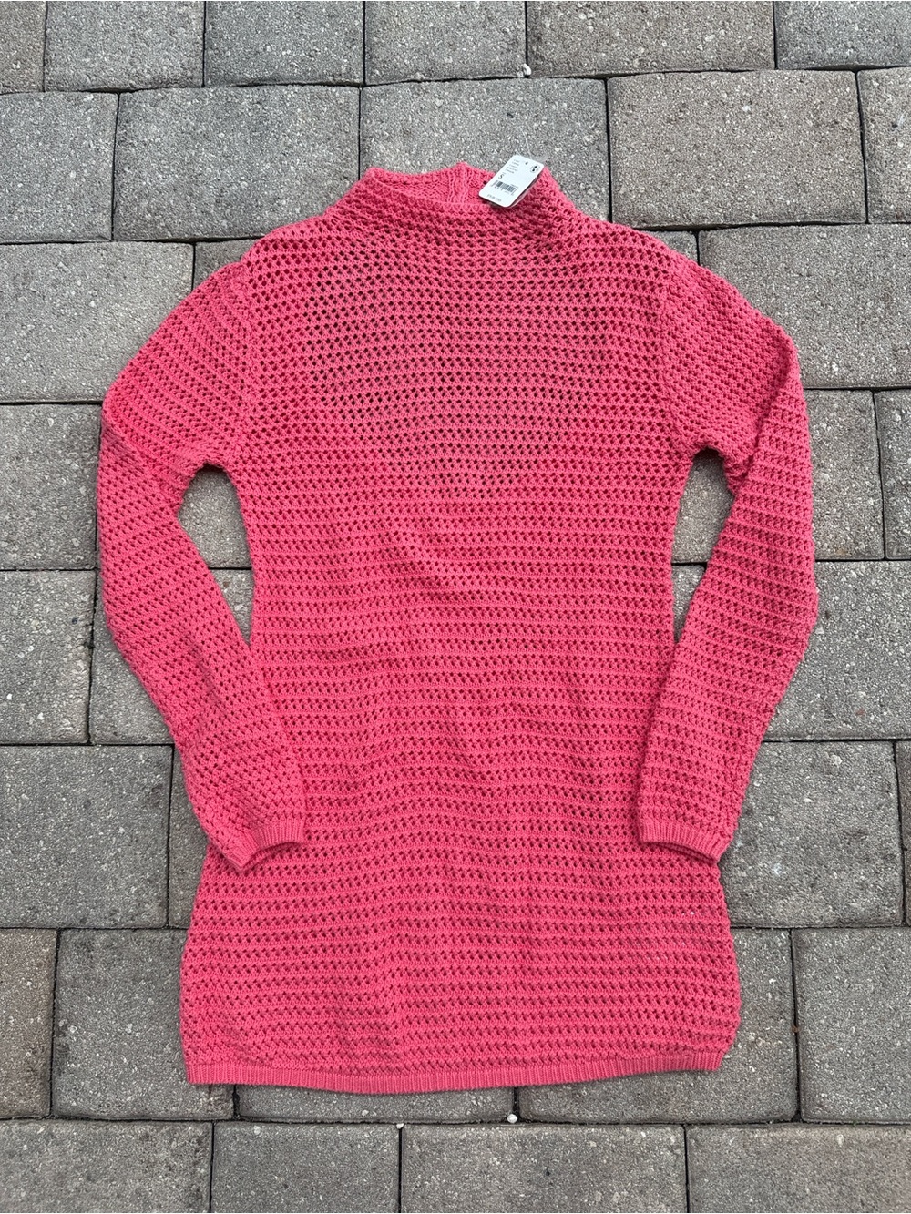 Free People Backless Women’s Open-Knit Dress in Coral Pink